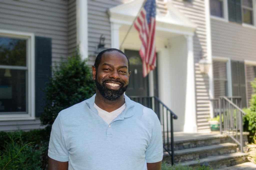 Outdoor portrait of Eugene Tawiah, candidate for Bridgewater-Raritan Board of Education